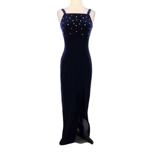 Blondie Nites Women's Velvet Studded Maxi Dress 90s Vintage style Small - Picture 3 of 8